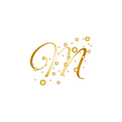 Letter M With Gold dotted circle style effect.