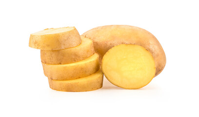 Young potato isolated on white background.