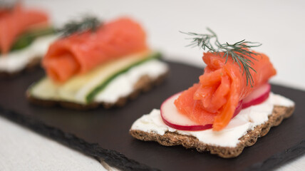 Canapes with salmon
