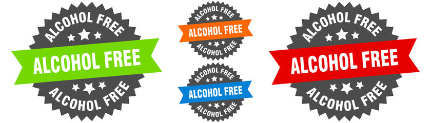 alcohol free sign. round ribbon label set. Seal