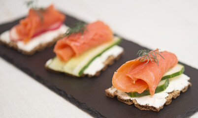 Canapes with salmon
