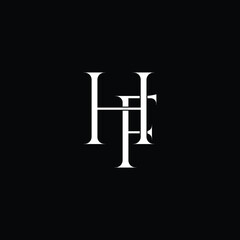 Initial Logo Letter HF Monogram in Black and White.