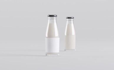 Milk Bottles Mockup 3D Illustration