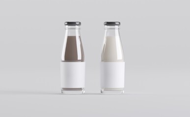 Two Milk Bottles Mockup 3D Illustration