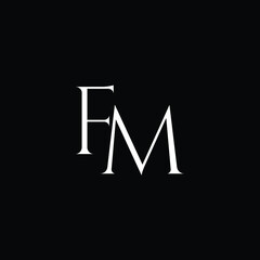 Initial Logo Letter FM Monogram in Black and White.