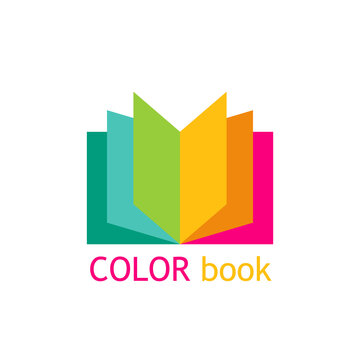 Bright colorful open book logo. Vector