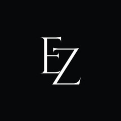 Initial Logo Letter EZ Monogram in Black and White.