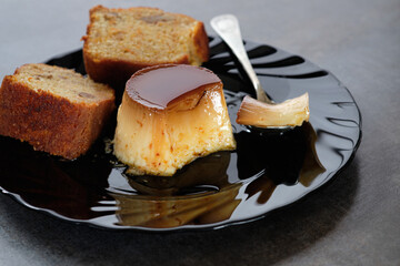 Tasty home made egg flan with caramel