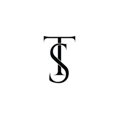 Obraz premium Initial Logo Letter TS Monogram in Black and White.