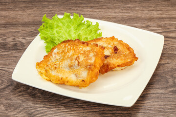 Roasted cod fish in bread