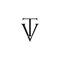 Initial Logo Letter TV Monogram in Black and White.