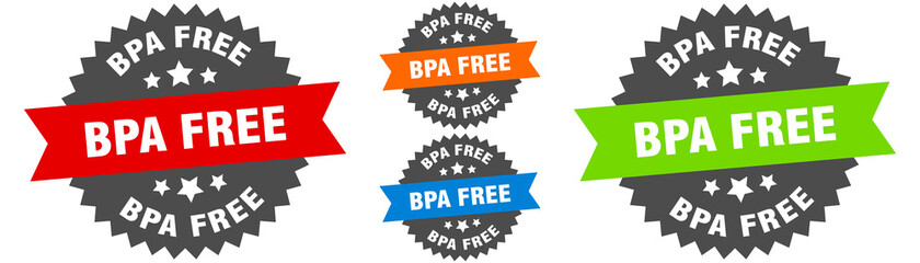 bpa free sign. round ribbon label set. Seal