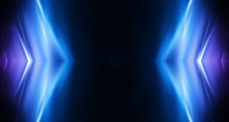 Bright abstract futuristic background with neon lines. Light neon effect. Laser light show, energy waves, flash of light.