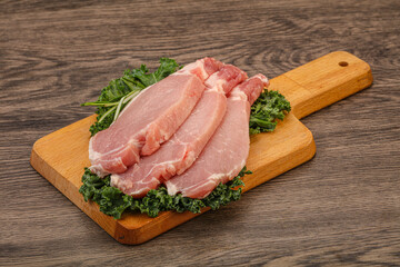Raw pork steak for cooking