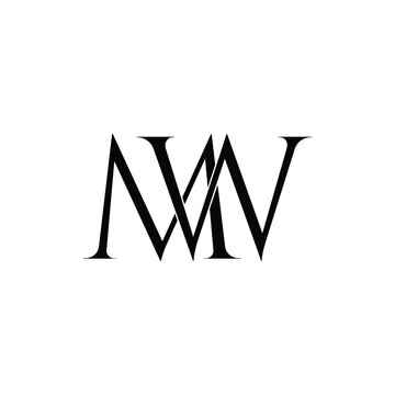 Initial Logo Letter MW Monogram in Black and White.