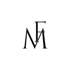 Initial Logo Letter MF Monogram in Black and White.