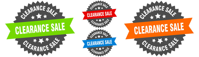 clearance sale sign. round ribbon label set. Seal