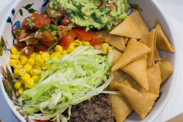 taco bowl with toppings