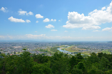 Fototapeta na wymiar 嵐山から見た北海道旭川の町並み