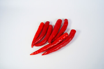 red chili peppers on white background