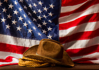 cowboy USA flag - obrazy, fototapety, plakaty