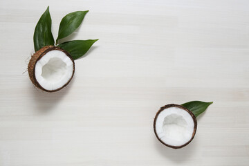 coconut on a light wooden background