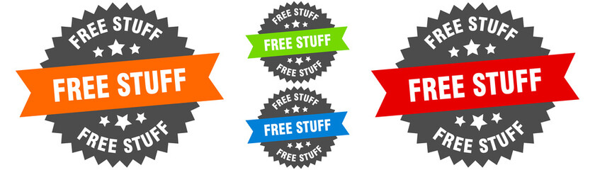 free stuff sign. round ribbon label set. Seal