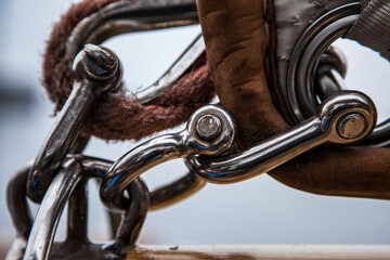 Obraz premium Tailoring elements on s/y Zawisza Czarny sailship.