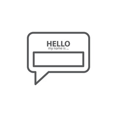 Fototapeta premium Badge or register vector isolated sticker hello my name is in trendy flat style on white background