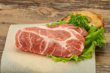 Raw pork meat neck steack