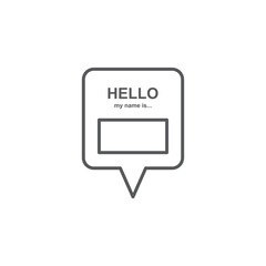 Badge or register vector isolated sticker hello my name is in trendy flat style on white background