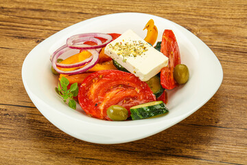 Traditional Greek salad with feta cheese