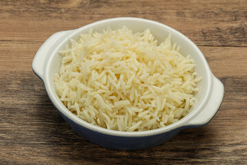 Steamed basmati rice in the bowl