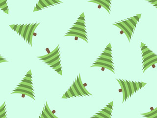 Christmas tree seamless pattern. Holiday time green fir tree. Festive background for Christmas decorations, greeting cards and banners. Vector illustration