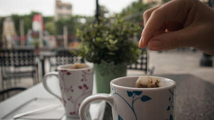 Tea time break in the coffee shop