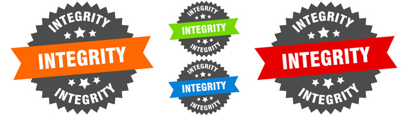 integrity sign. round ribbon label set. Seal