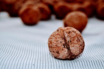 Groups of fresh nut in Turkey. Groups of organic and fresh walnuts and wooden background. Bursa Turkey