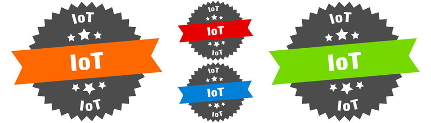 iot sign. round ribbon label set. Seal