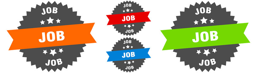 job sign. round ribbon label set. Seal