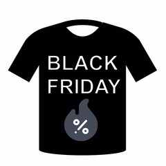 An illustration of Black Friday word on T-shirt with hot discount symbol. Black Friday sales is the time people waiting for better discount on premium product.