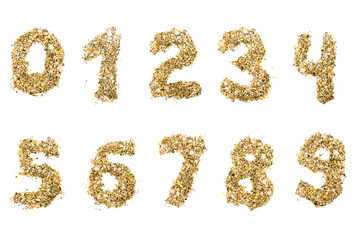 Arabic numerals made of sand