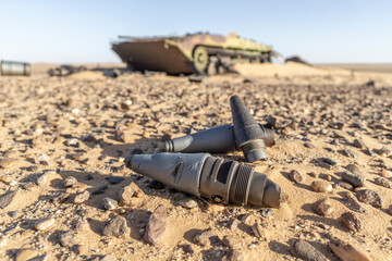 Abandoned military tank in the desert, Chad	