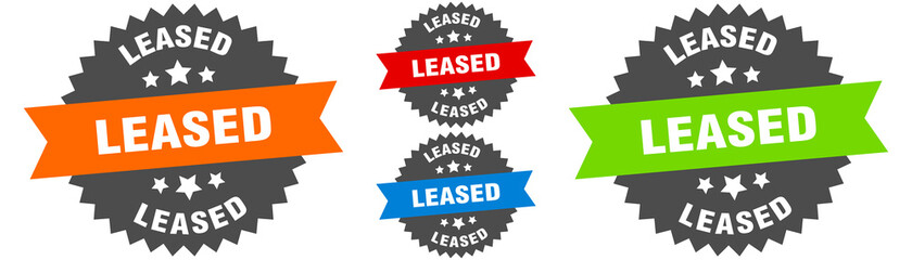 leased sign. round ribbon label set. Seal