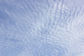 The sky has clouds that look like waves