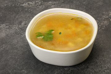 Tasty chicken soup with carrot