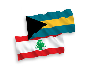 Flags of Lebanon and Commonwealth of The Bahamas on a white background
