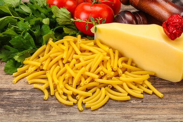 Italian pasta raw Maccheroni for cooking