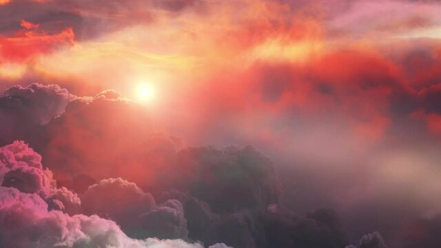 beautiful sunrise or sunset behind cumulus clouds