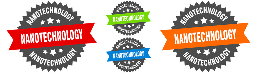 nanotechnology sign. round ribbon label set. Seal