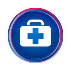 Obraz premium Medical bag icon silky blue round button aqua design illustration